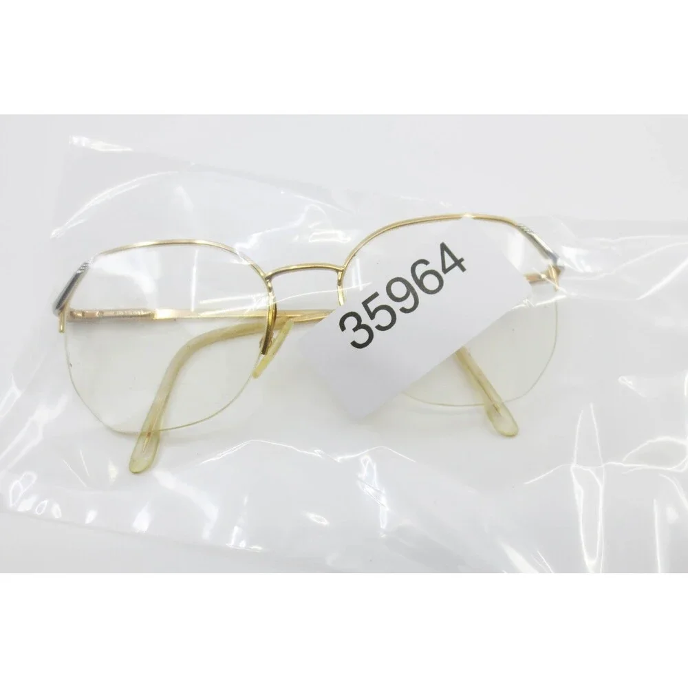 Safilo Vintage Gold Semi Rimless Geometric Eyeglasses Frames Italy STA 4558 Z60